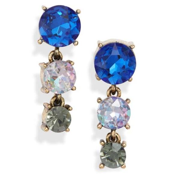 Stella & Ruby Crystal Drop Earrings Gold Blue - Picture 1 of 3